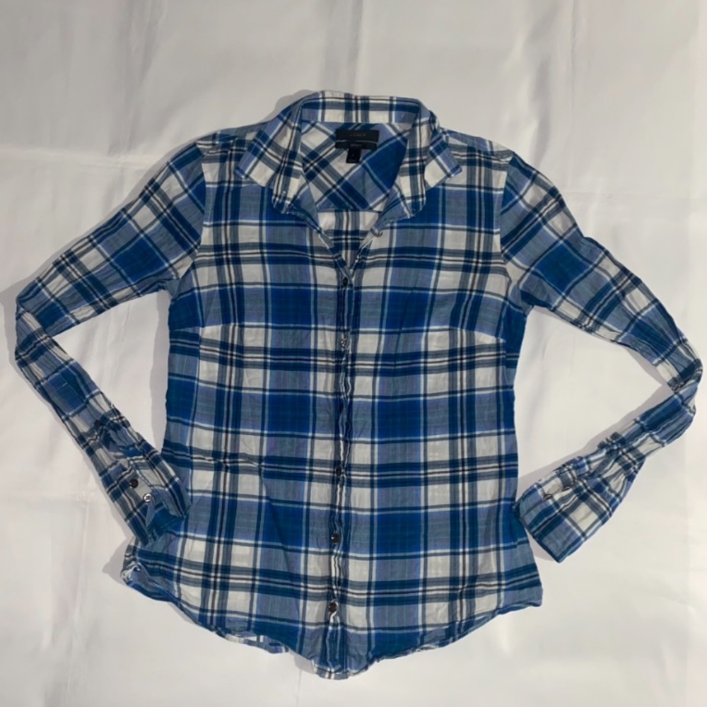 J. Crew Perfect Plaid Long Sleeve Button Down Shirt